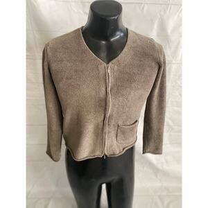 J. Jill Cardigan Sweater Women’s Small Full Zip Long Sleeve Moss Color Shacket